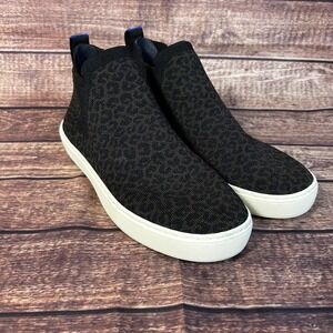 Rothys The Chelsea High Top Knit Pull On Ankle Sneaker Leopard Print Womens 8